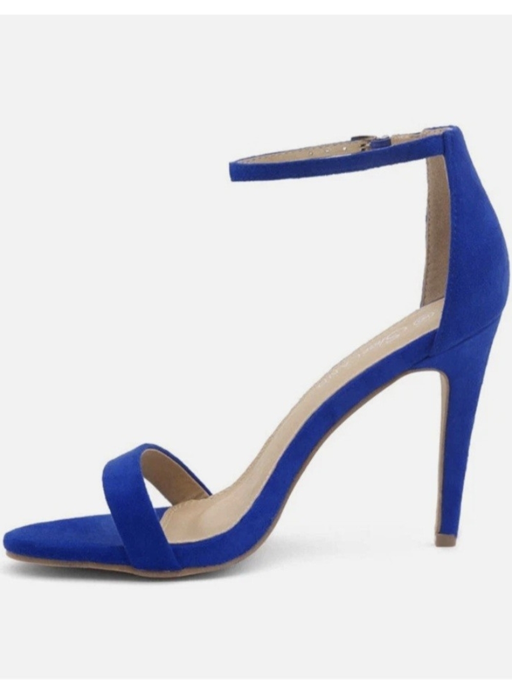 Blue Suede Ankle-Strap High Heel Sandal